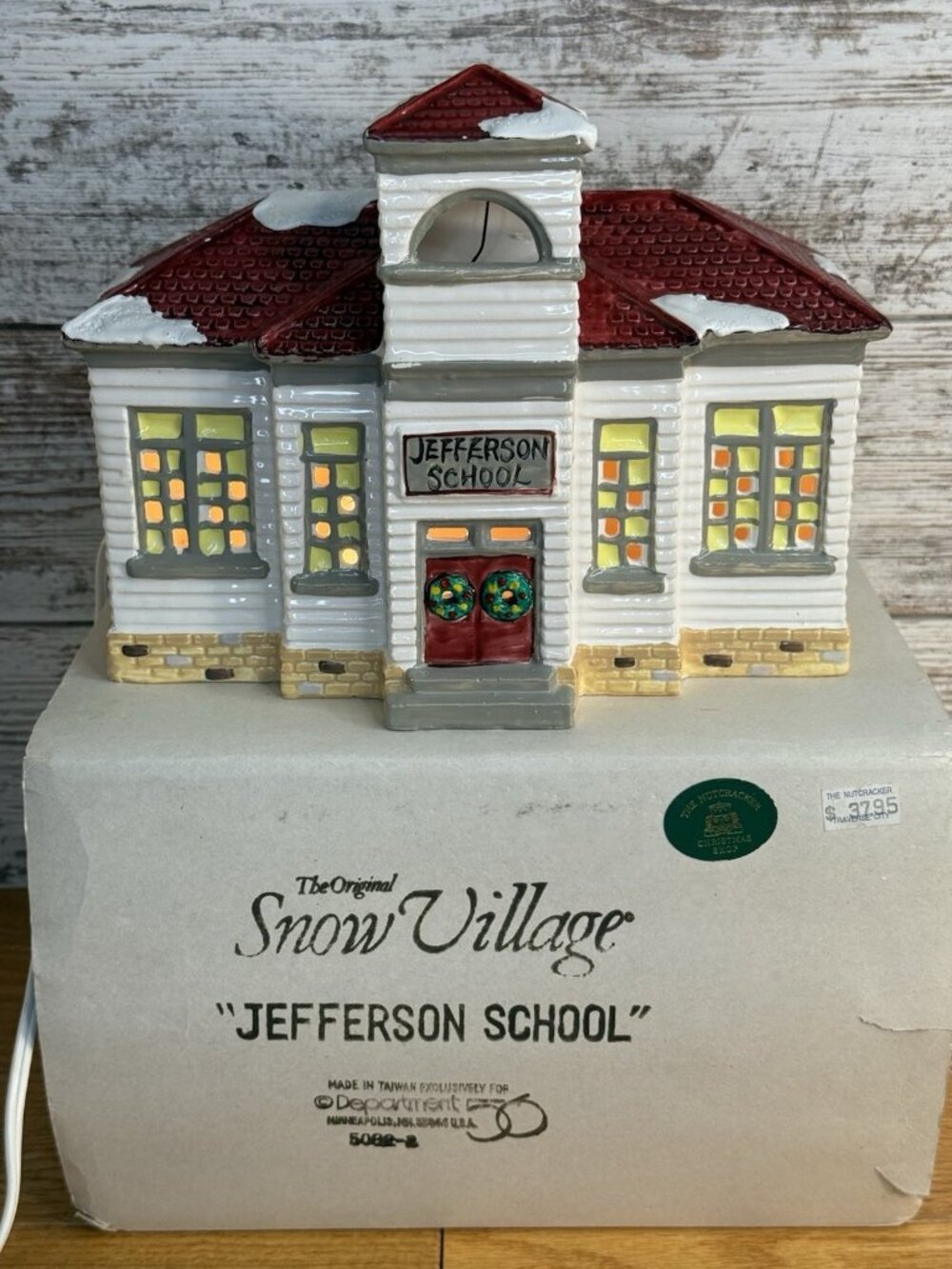 Department 56 1987 The Original Snow Village JEFFERSON SCHOOL w/Box Cord & Bulb